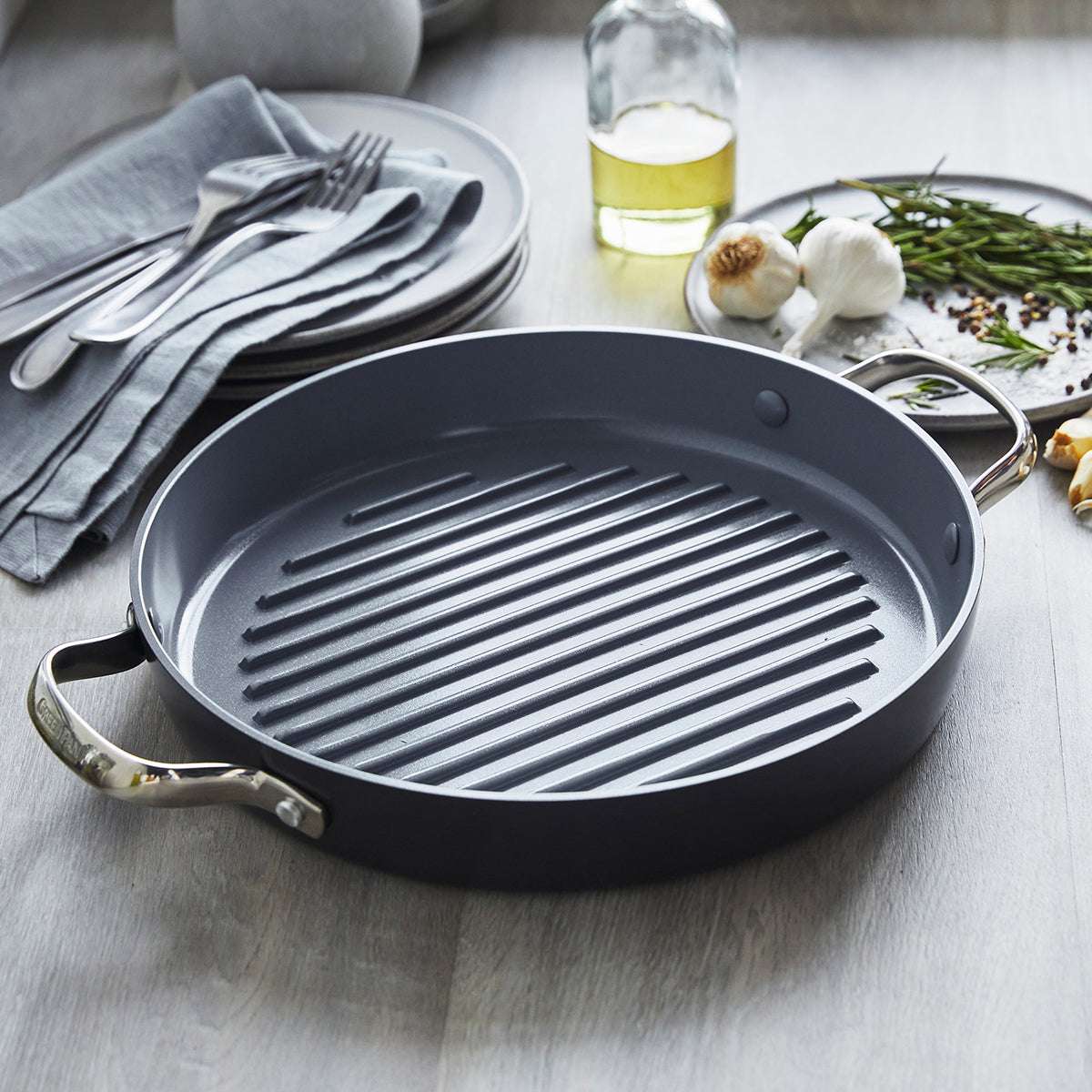 green pan VALENCIA PRO CERAMIC NONSTICK 11" ROUND GRILL PAN