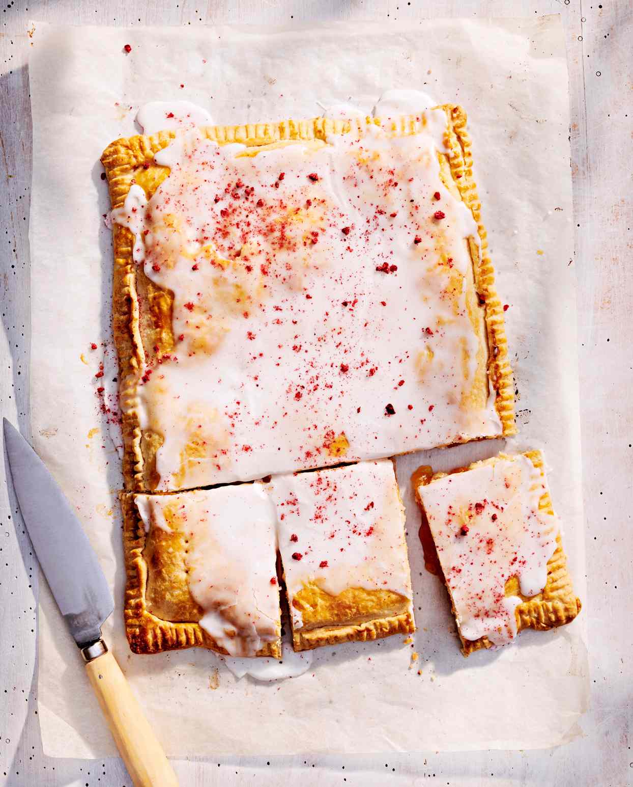 double-crusted jam tart topped with finely ground berries