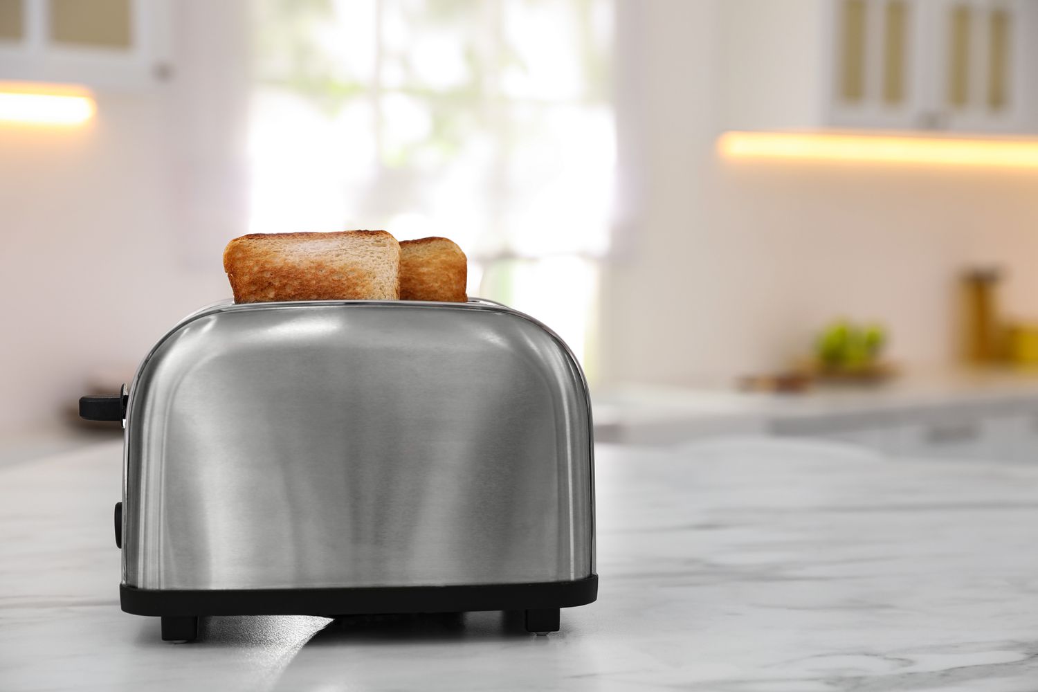 toaster on marble counter 