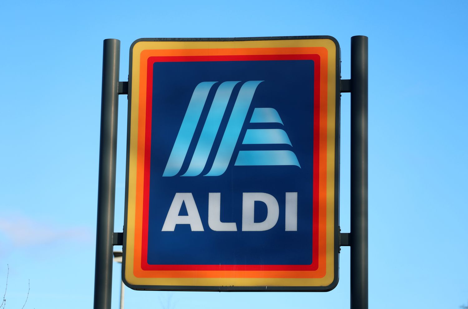 A logo sign for Aldi displayed outdoors