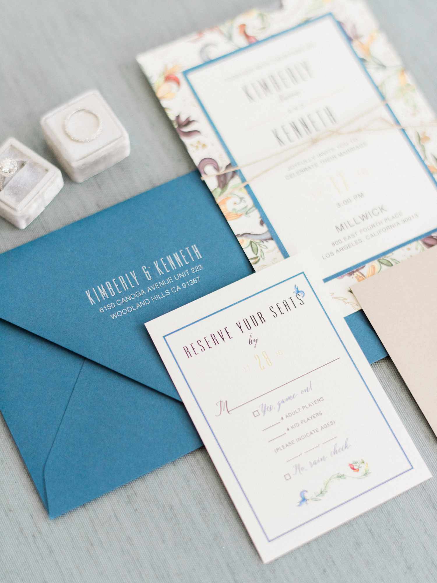 wedding invitation with botanical border