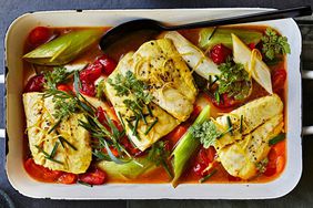 White Fish with Braised Leeks and Saffron