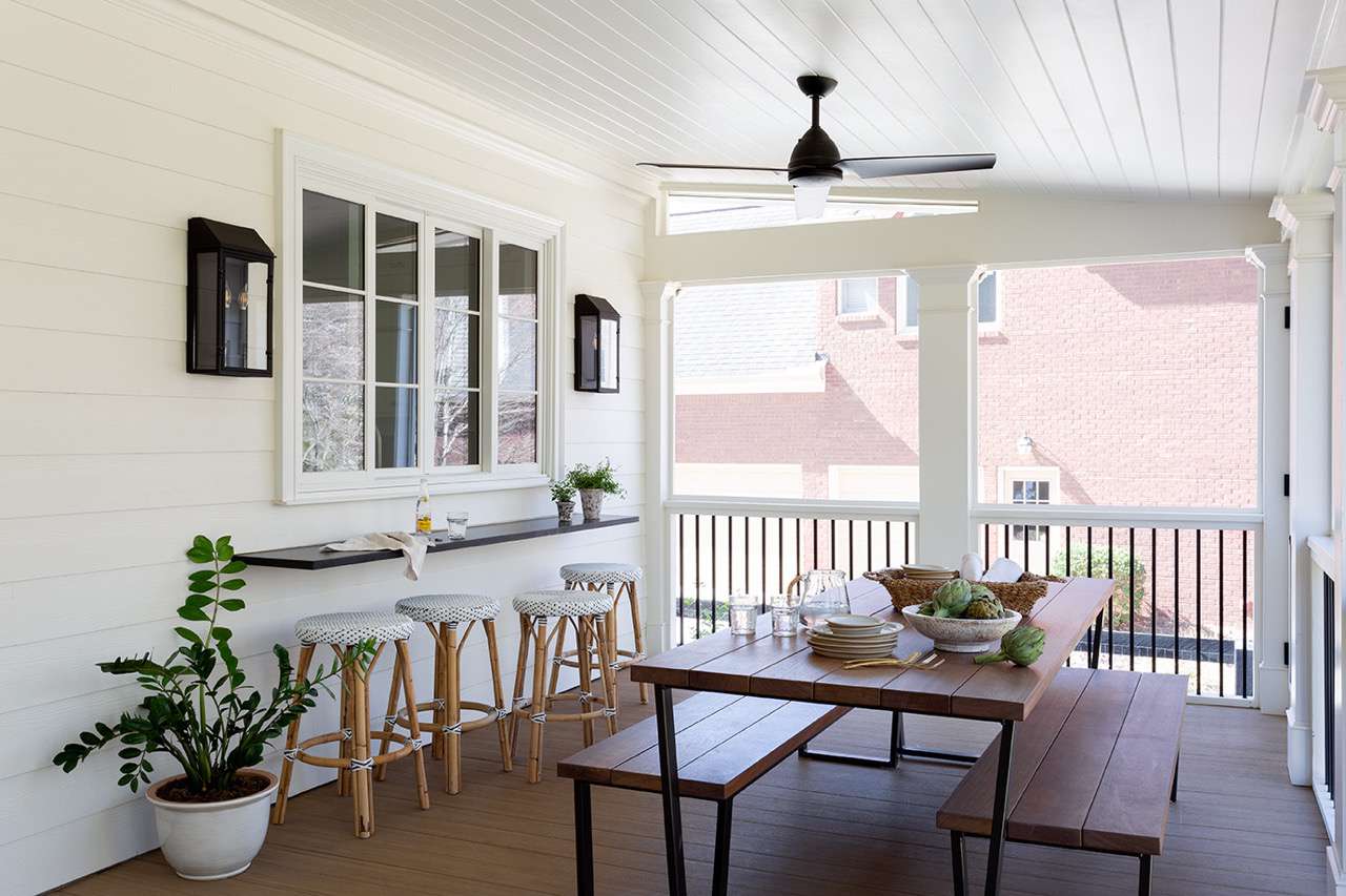 back porch design with bar seating