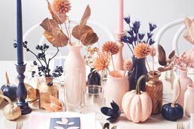 blue and pink table centerpiece decor