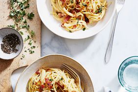 bacon pasta cheese sauce thyme