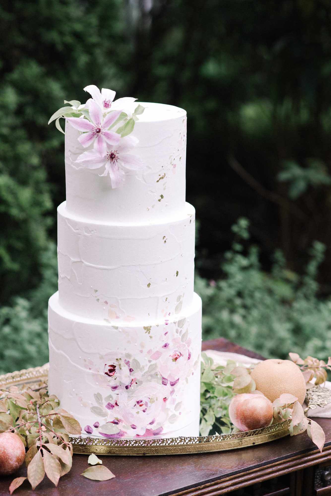white floral wedding cake