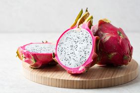 Dragon fruit on round cutting board