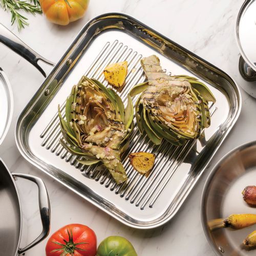 tramontina 11 in Tri-Ply Clad Stainless Steel Square Grill Pan
