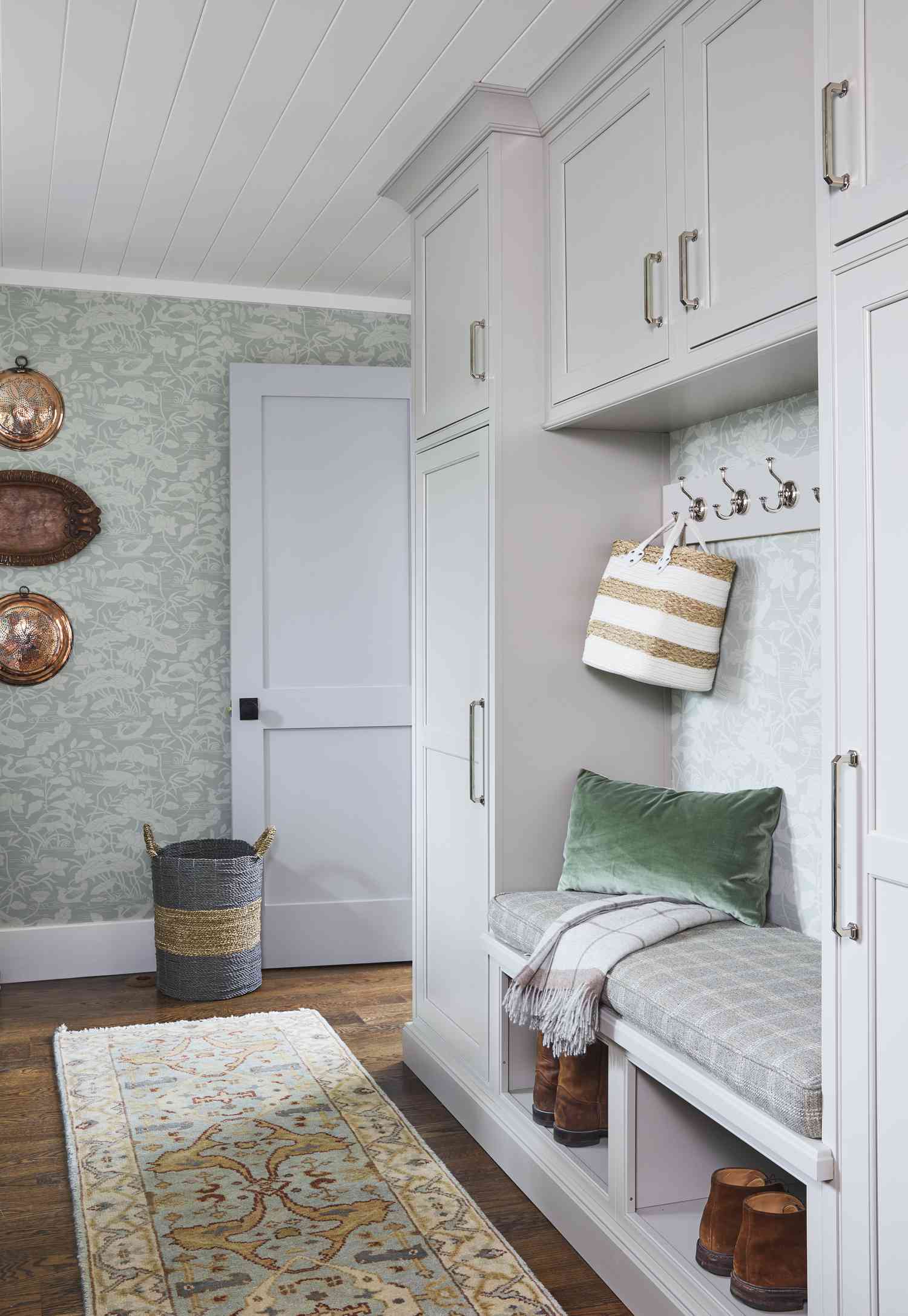 wallpaper in mudroom