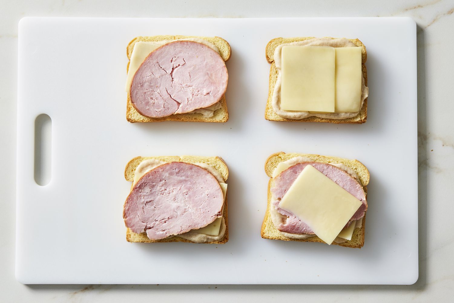 cheese and ham on bread