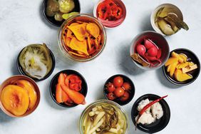Bowls of various pickled vegetables