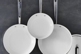 Ceramic non-stick cookware hanging 