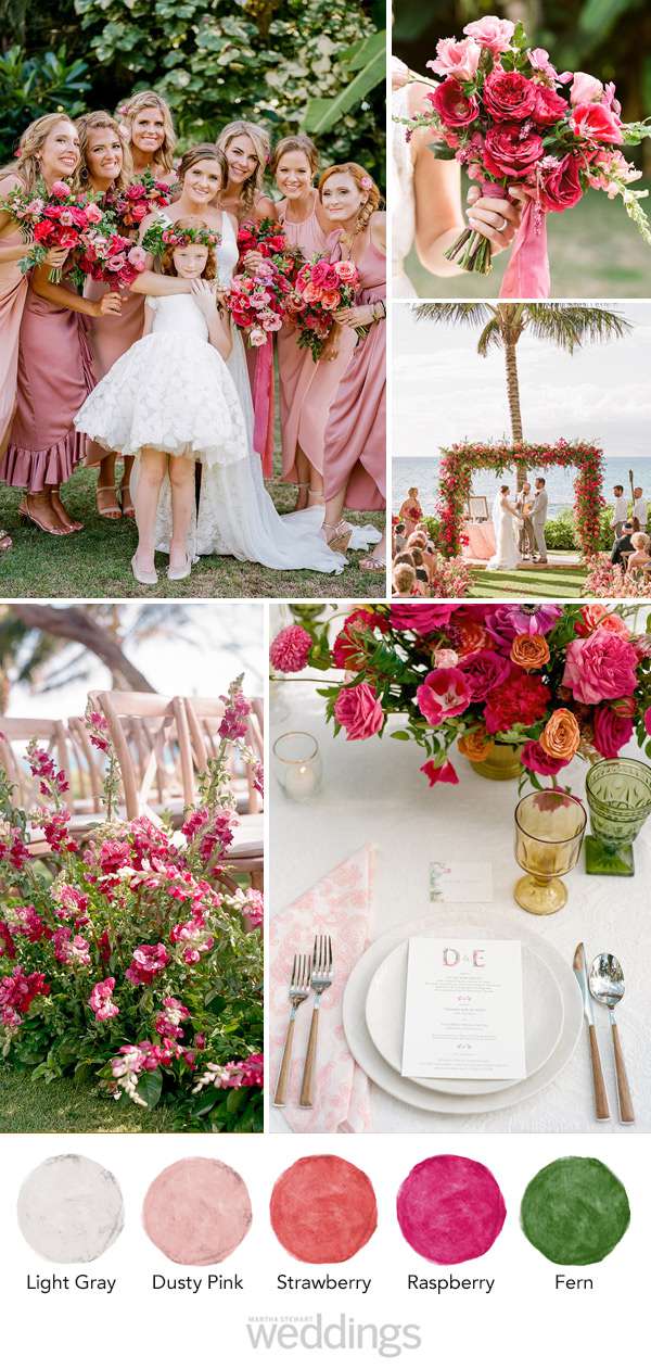 wedding color palette mood board pink and green and gray