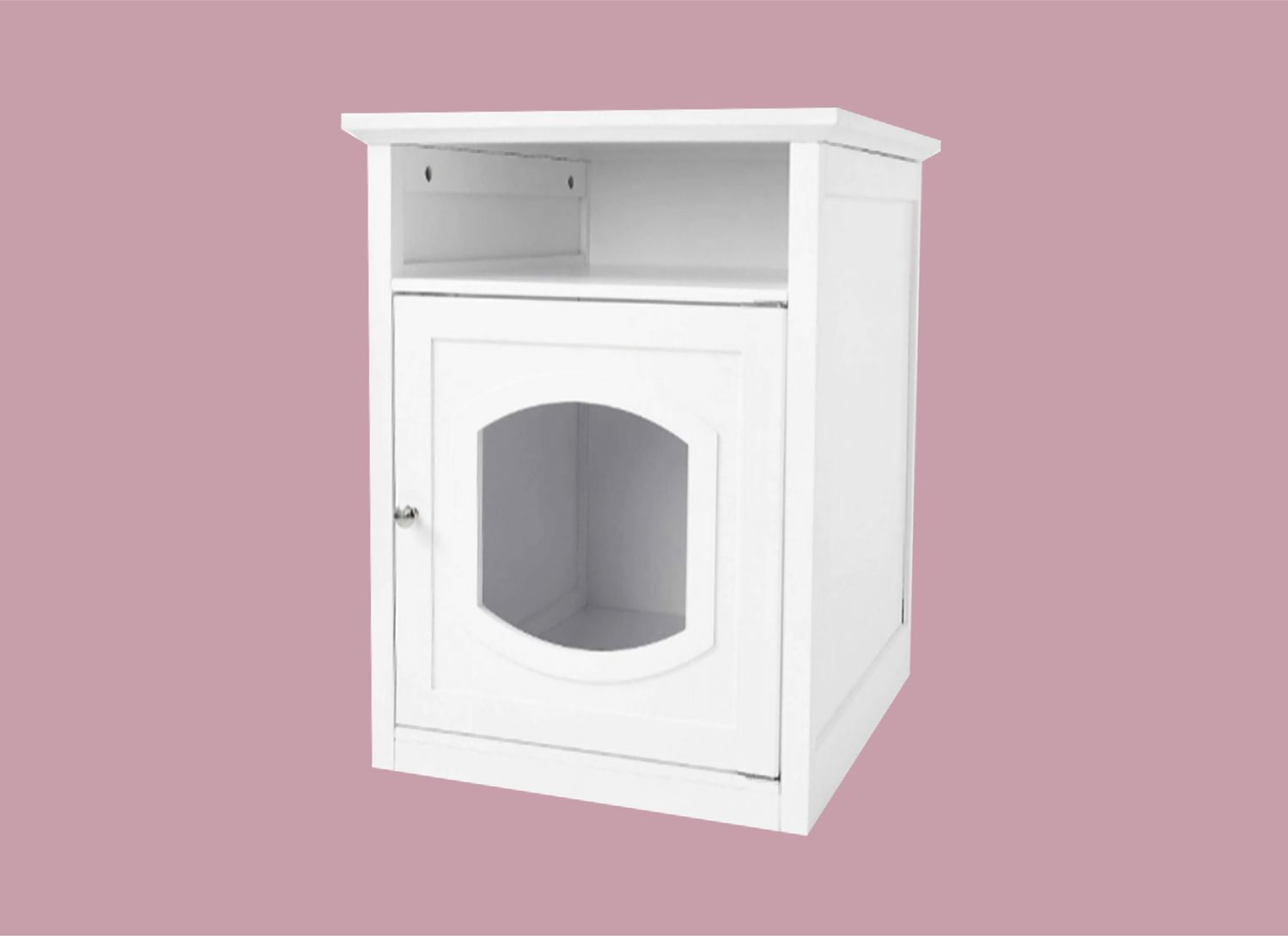 Frisco Decorative Side Table Cat Litter Box Cover on pink background