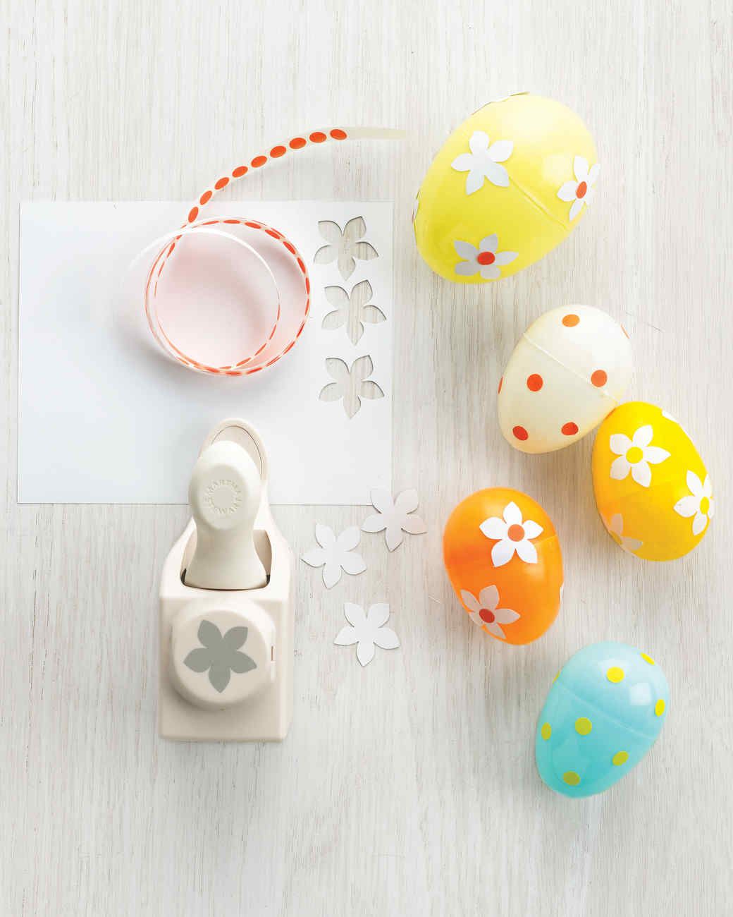 Easter eggs decorated with stickers