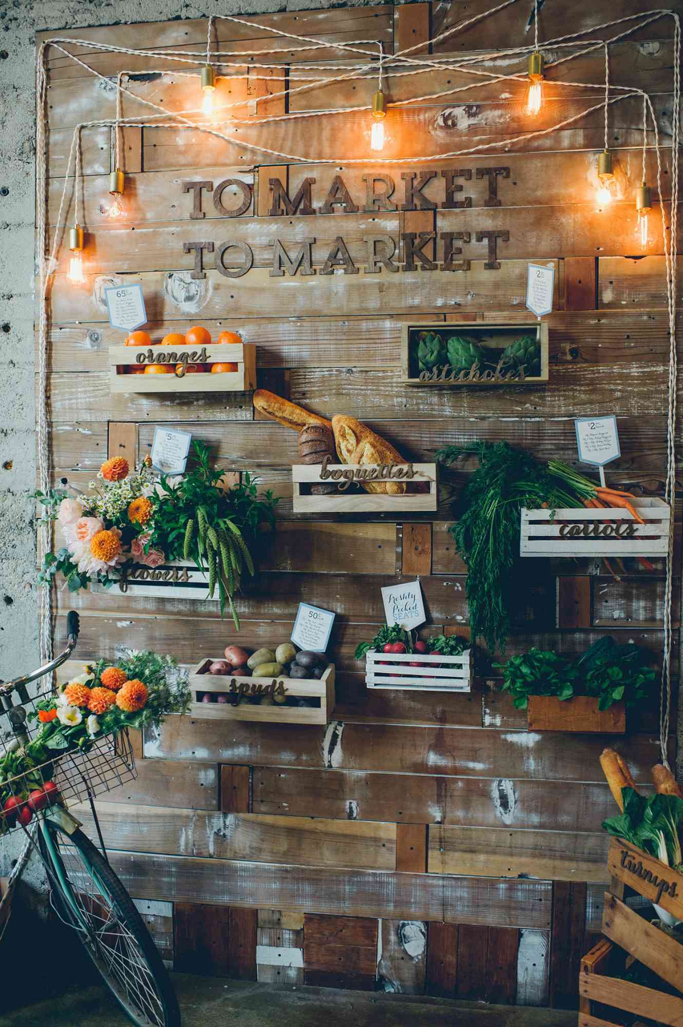 farmers market inspired food wall