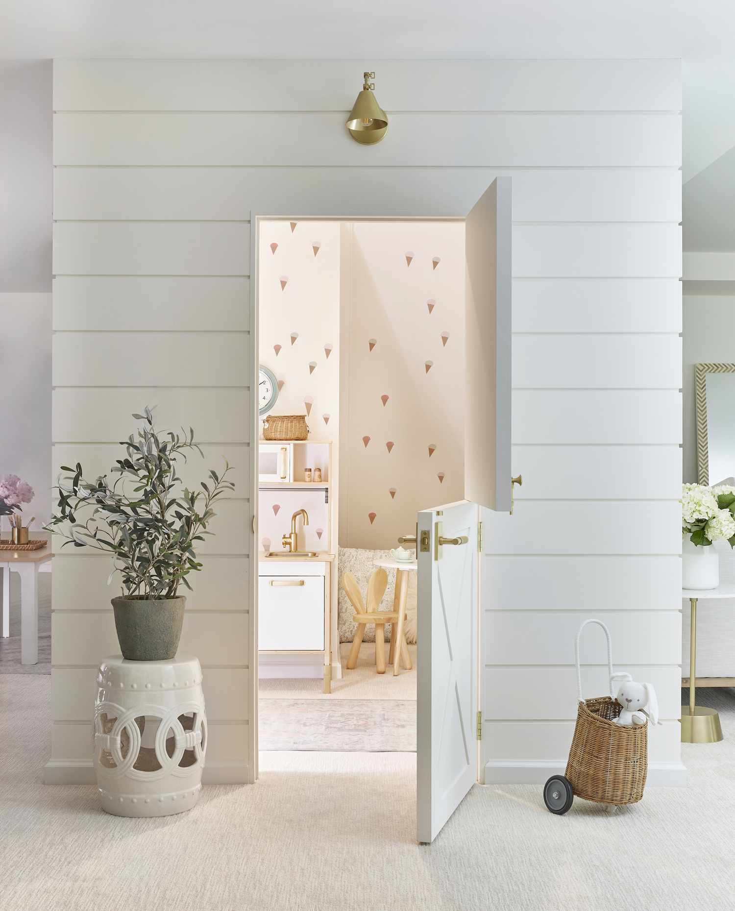 hidden room with shiplap walls