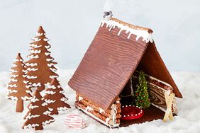gingerbread house with trees