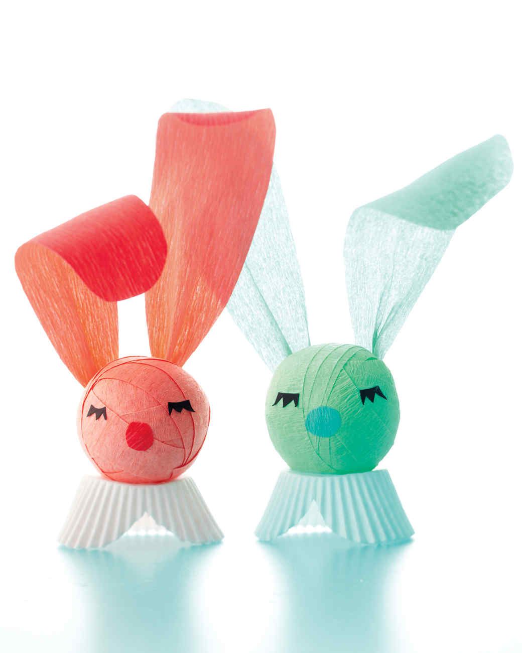 crepe paper Easter bunnies