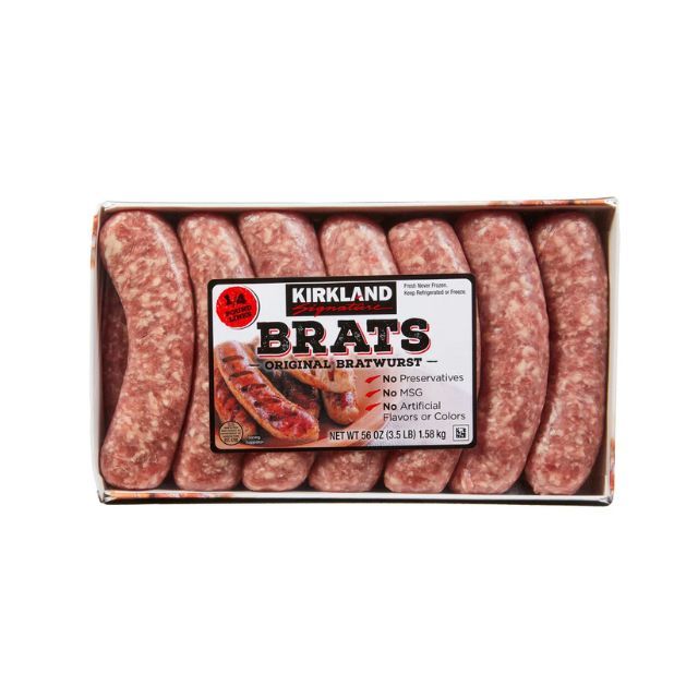 Package of Kirkland brand bratwursts