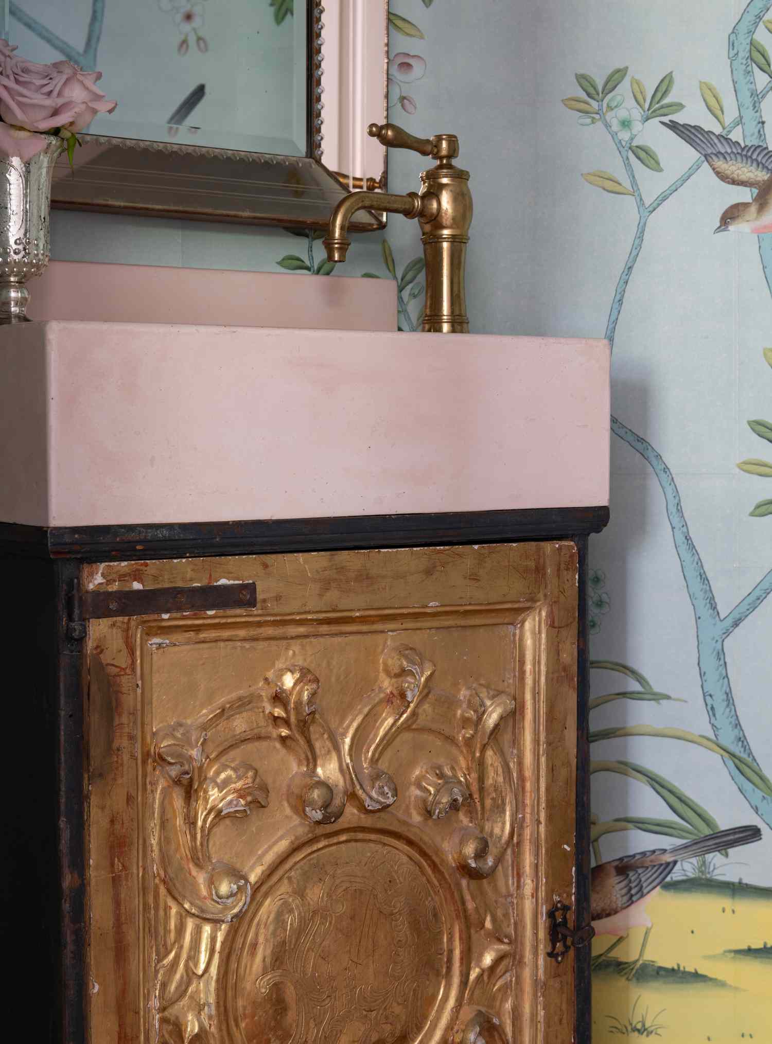 a vintage vanity in a bathroom