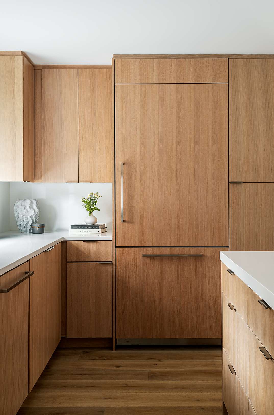 asymmetrical wooden kitchen cabinets