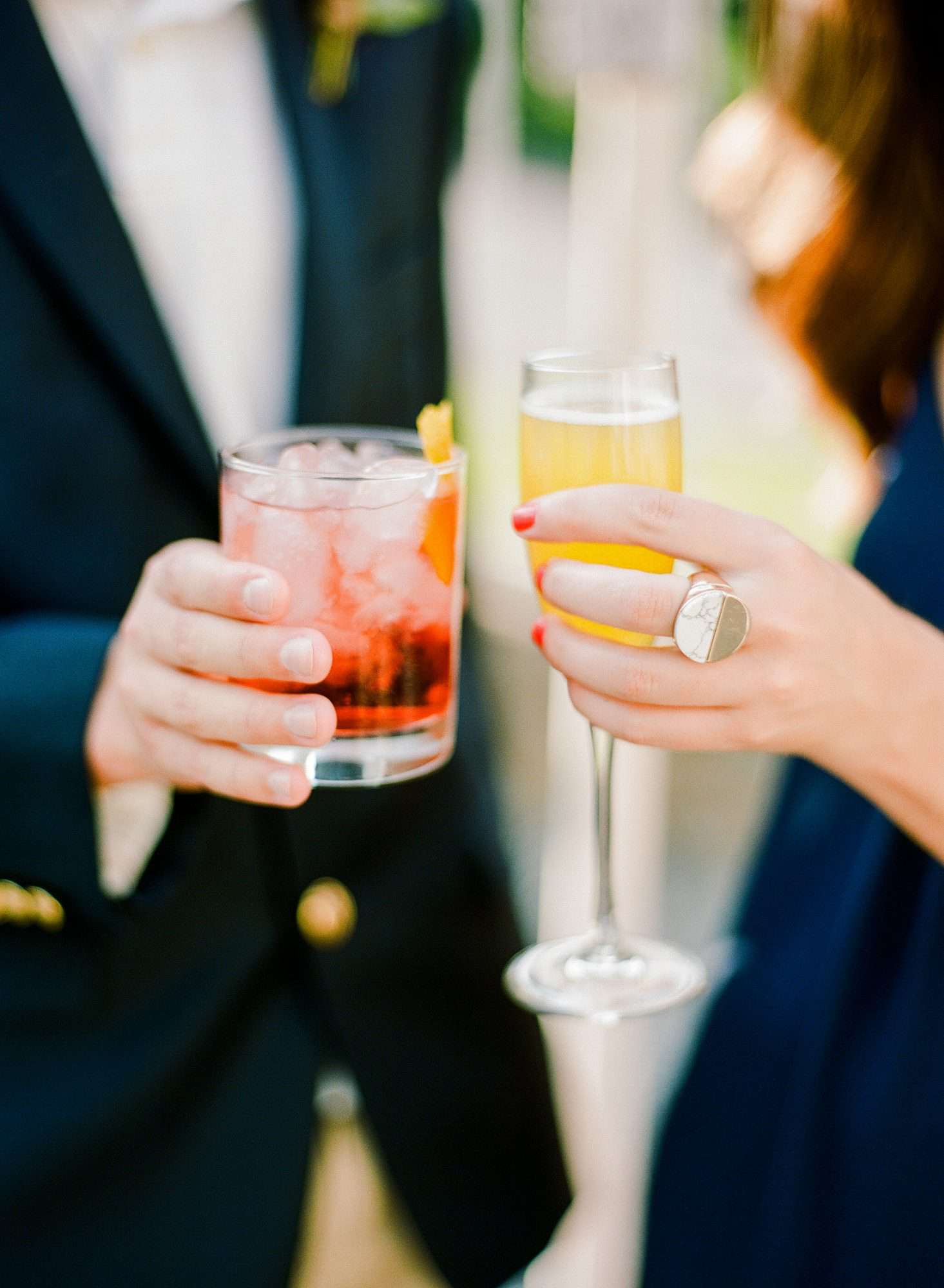 his and hers drinks cocktails rebecca yale bride groom wedding