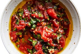Gingery Tomato-Basil Sauce in white bowl