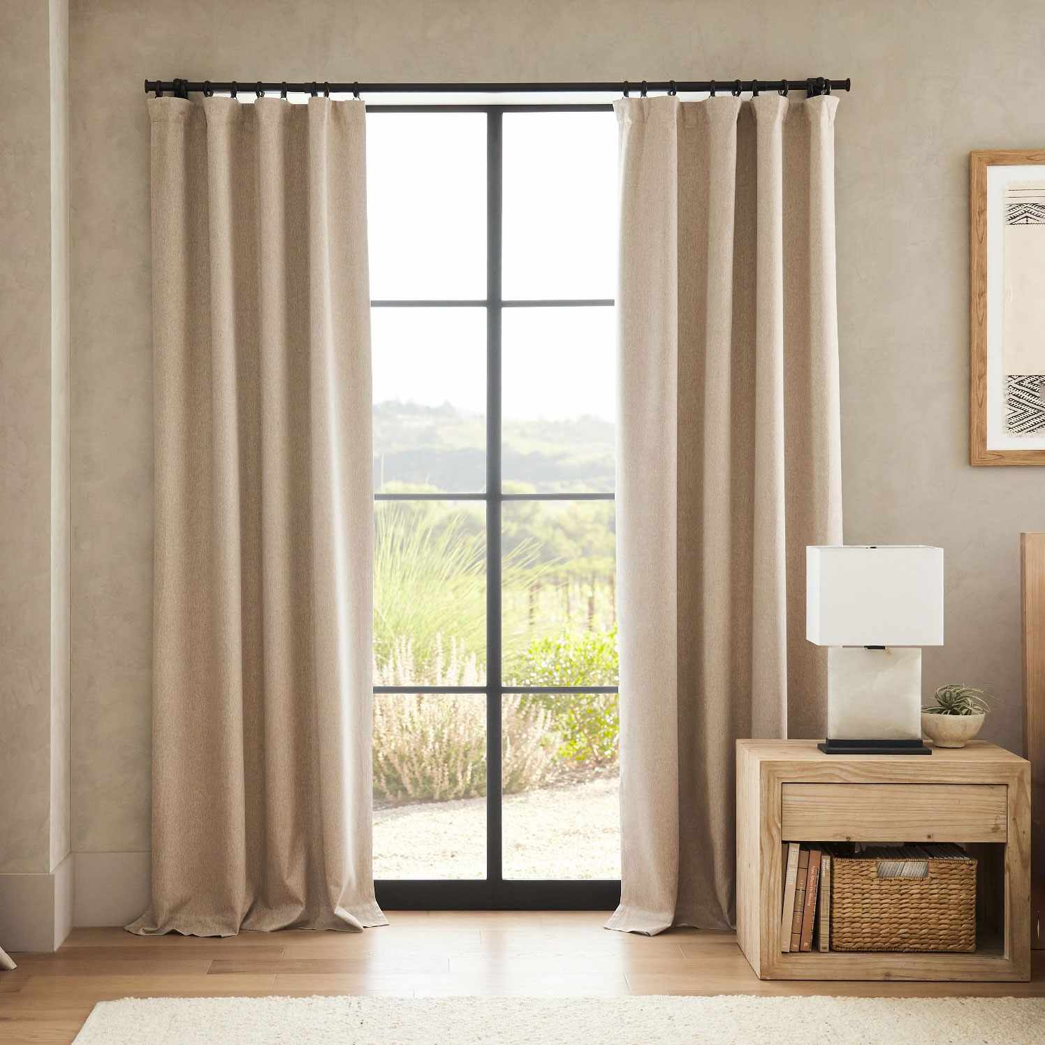 Peace & Quiet Noise-Reducing Blackout Curtain, 50 x 84", Dark Flax