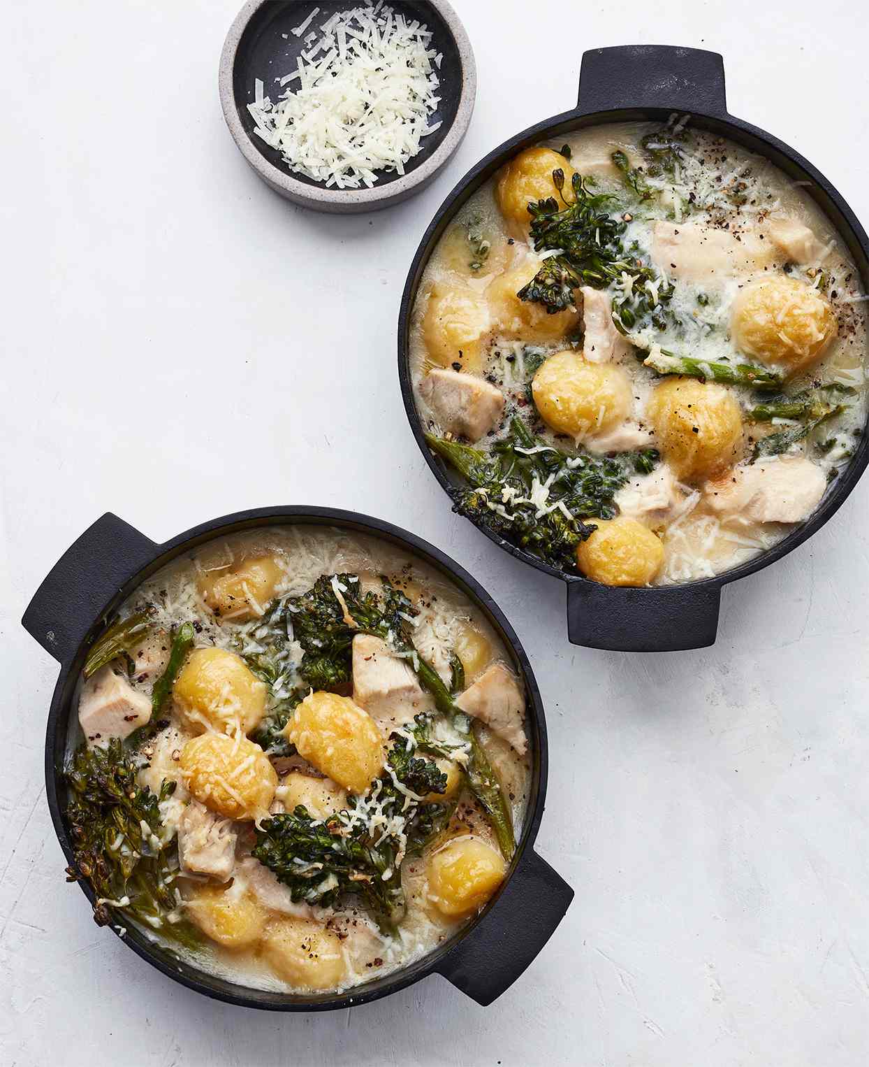 chicken-and-gnocchi bake with broccolini