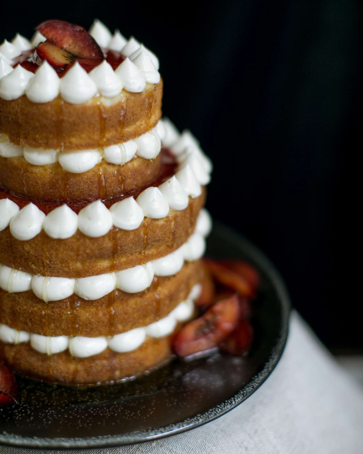 Wedding Cake with Berries, Grapes, Figs, and Pears