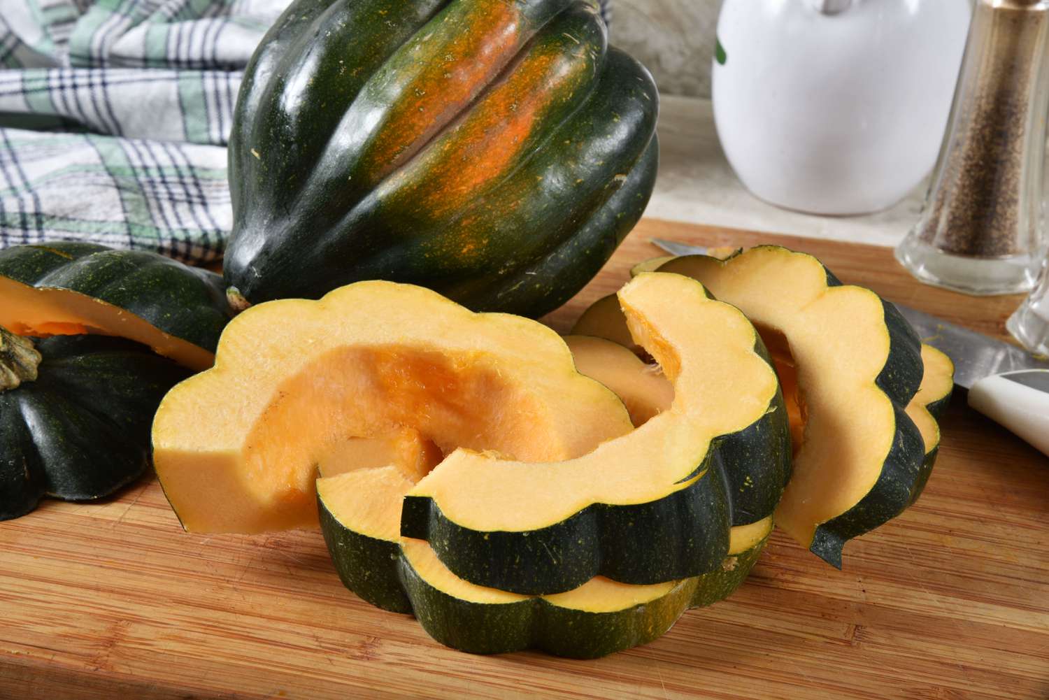 Acorn squash on cutting board