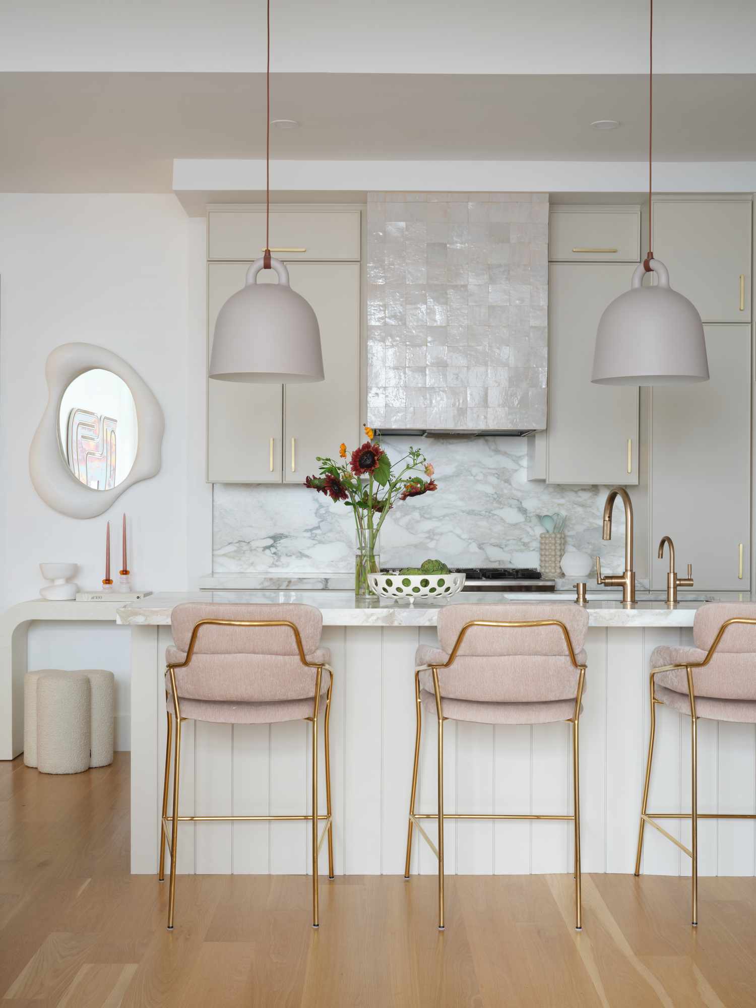 modern white and gold kitchen