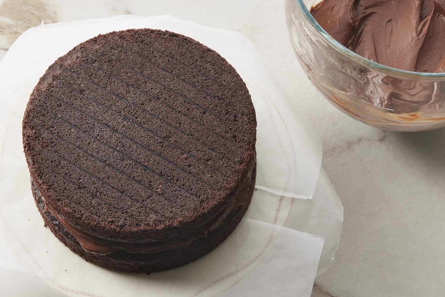 Assembled chocolate cake