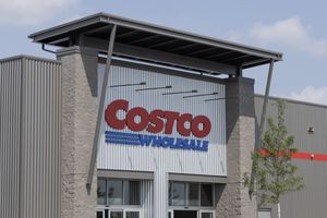 Costco Wholesale store entrance with logo in view