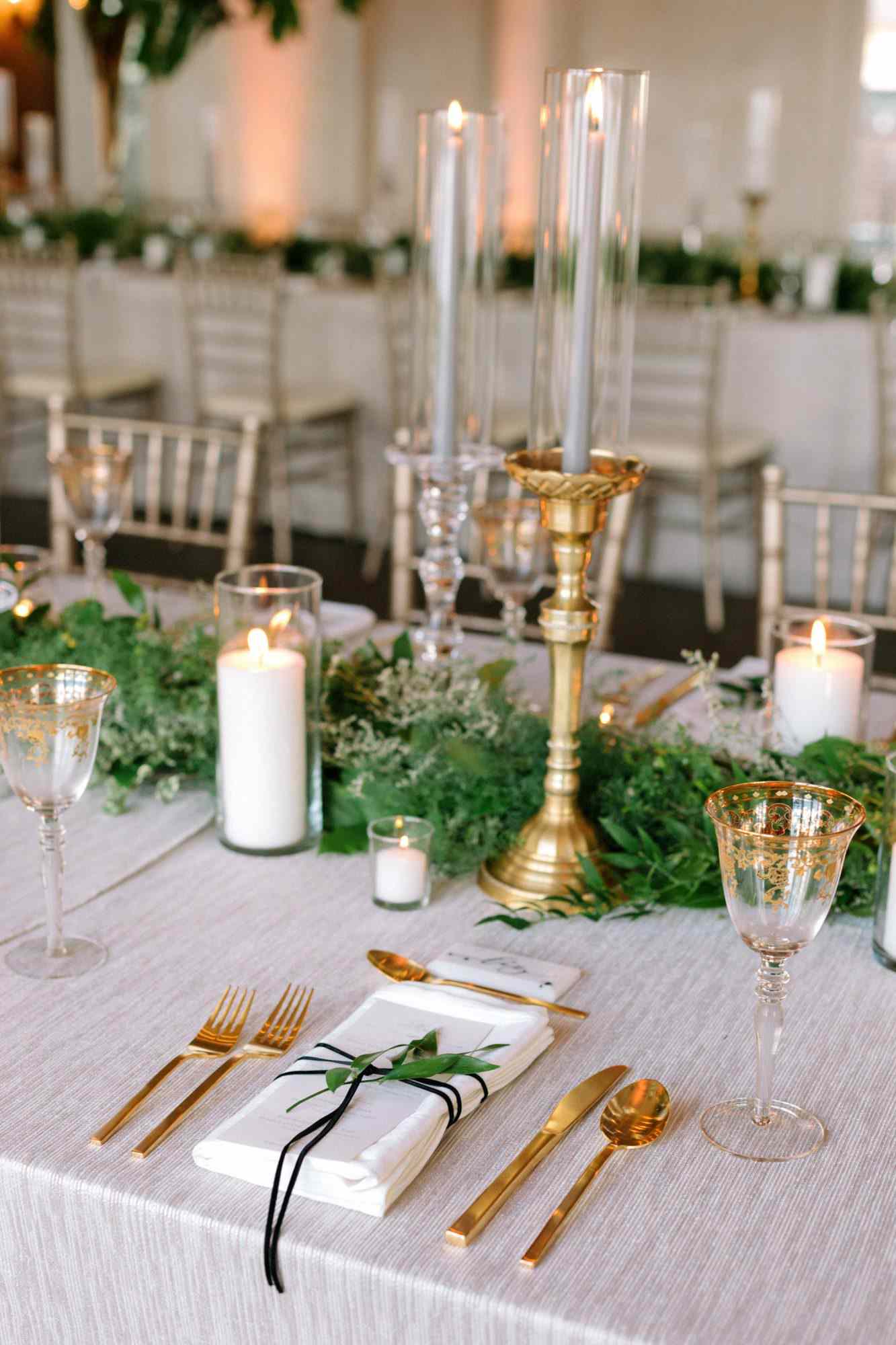 kate austin wedding reception placesetting candles