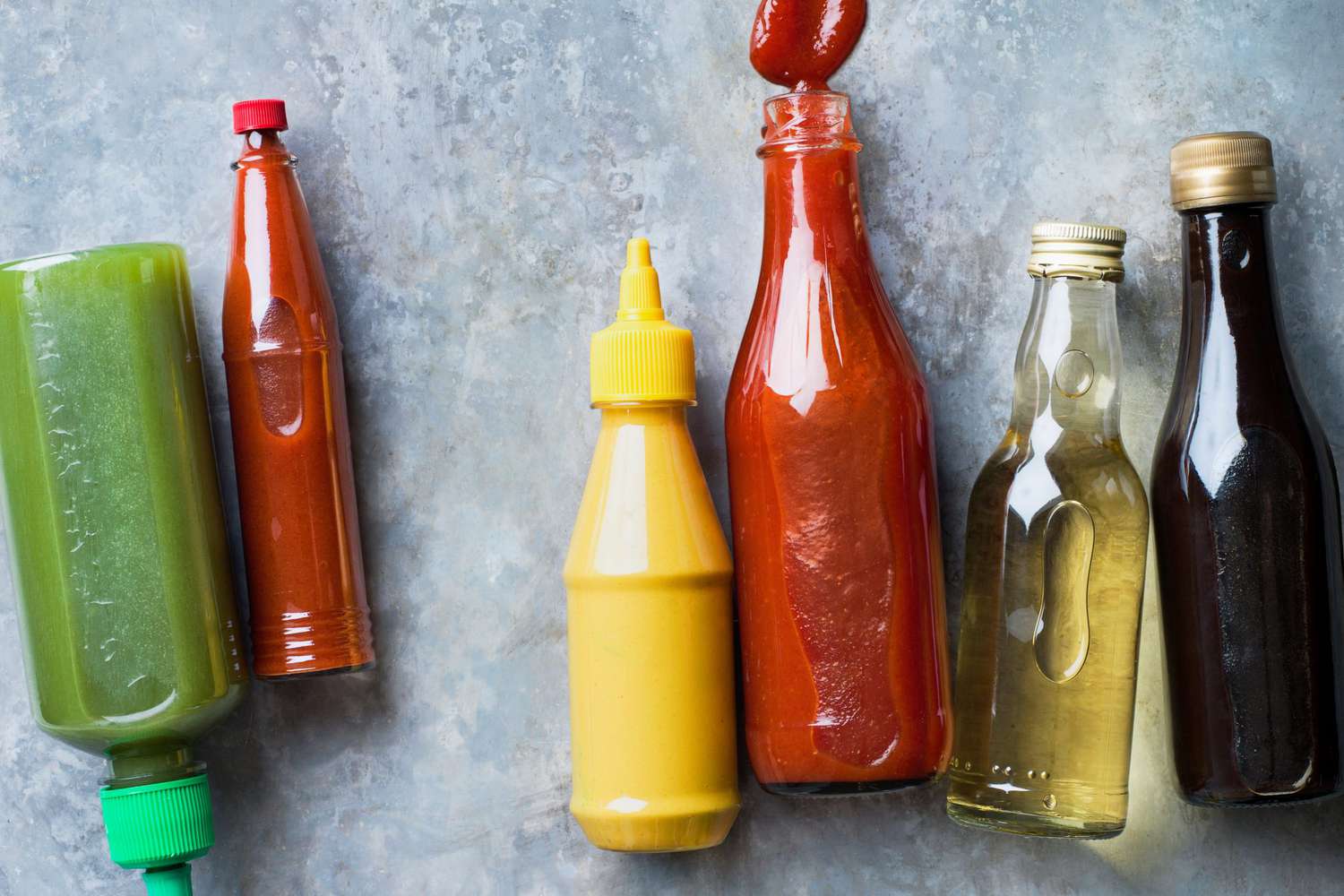 Condiments in bottles