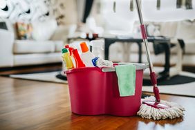 red bucket mop