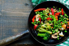 cooking frozen vegetables in frying pan