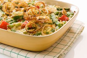 casserole with fried onion on top