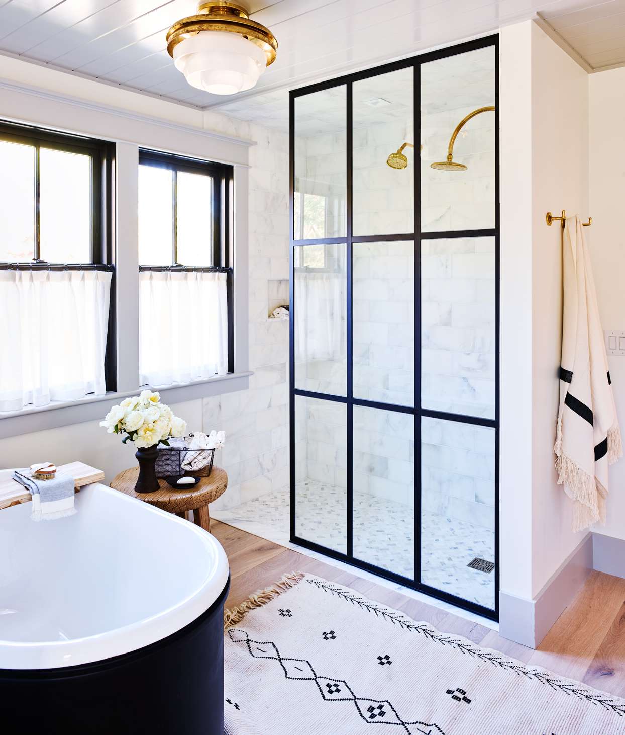 shot of bathroom with glass door shower