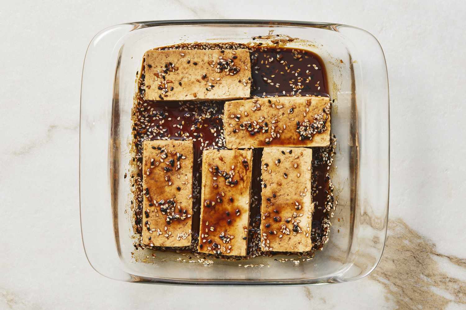 Marinating tofu