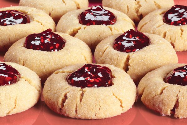 Peanut Butter and Jelly Thumbprint cookies