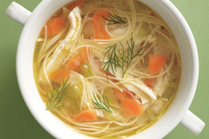 chicken noodle soup in bowl
