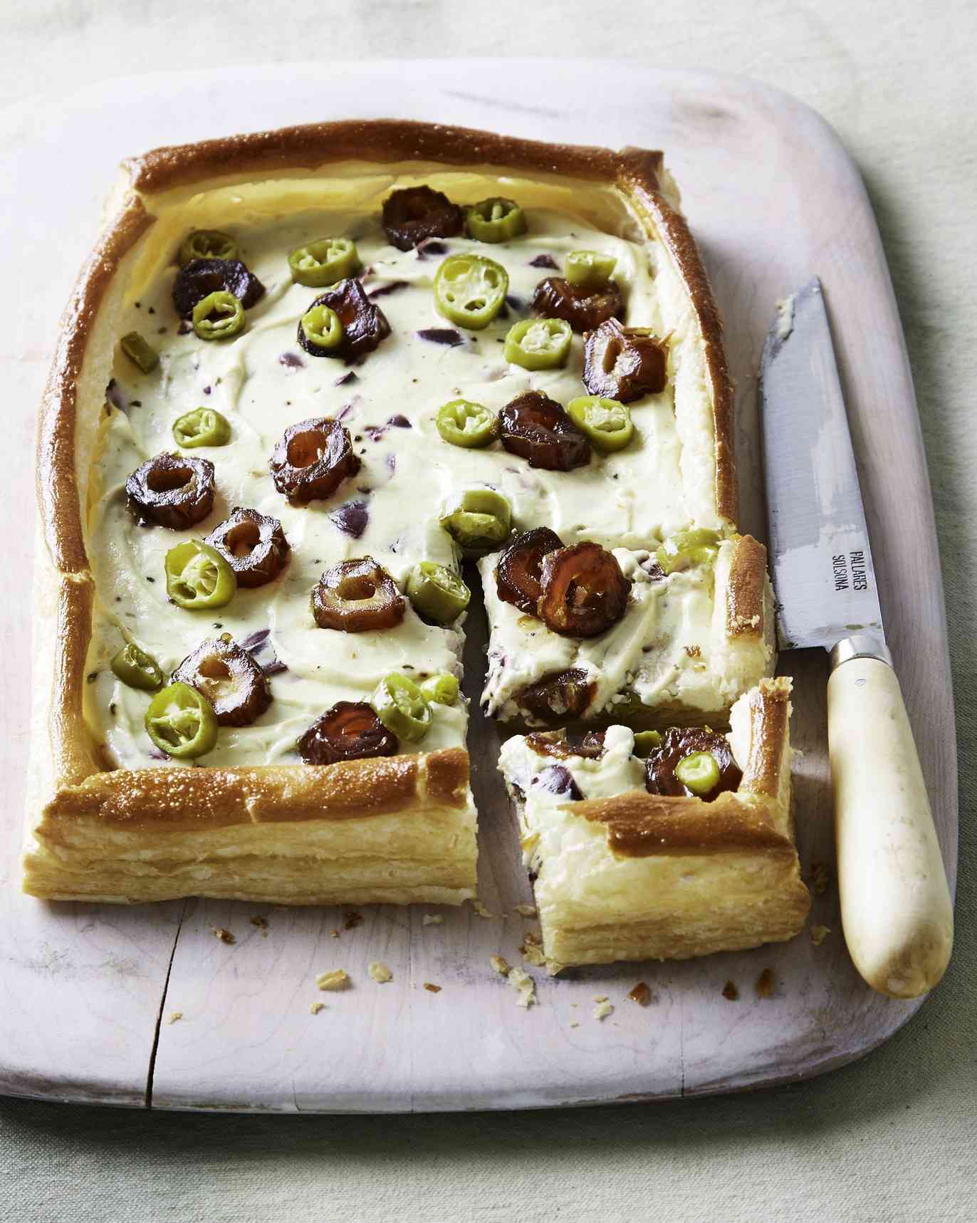 date olive goat cheese tart