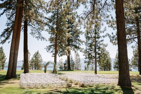outdoor wedding ceremony set up at lake tahoe