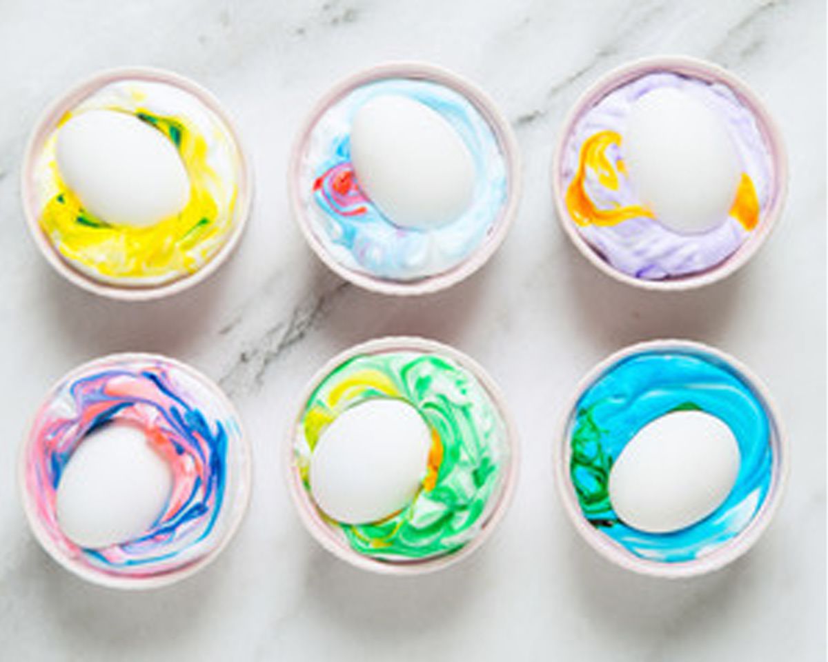 dyed easter eggs shaving cream step 3