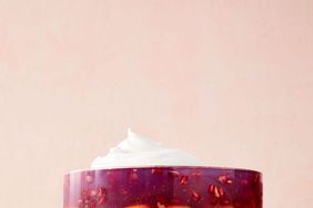 pomegranate coconut trifle with whipped cream