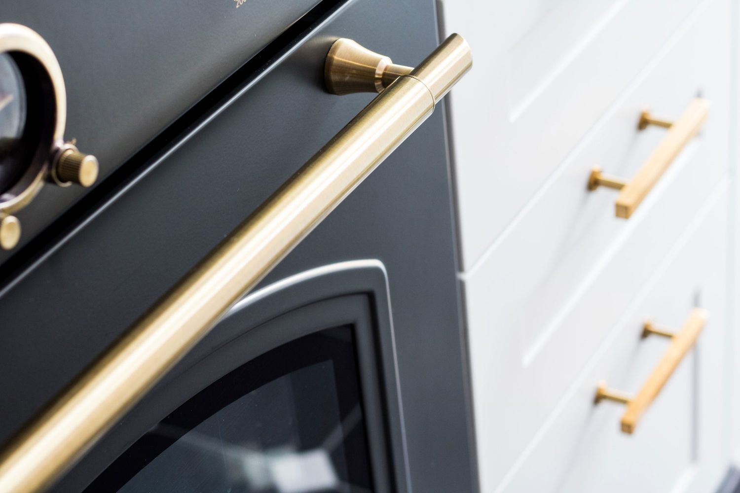 Gold finish on kitchen appliances