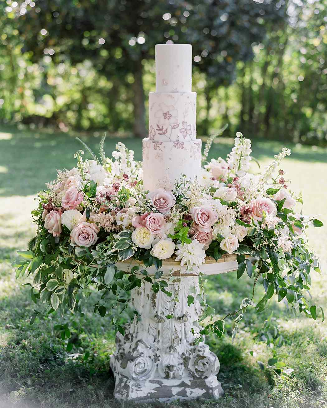 floral-filled cake and dessert display